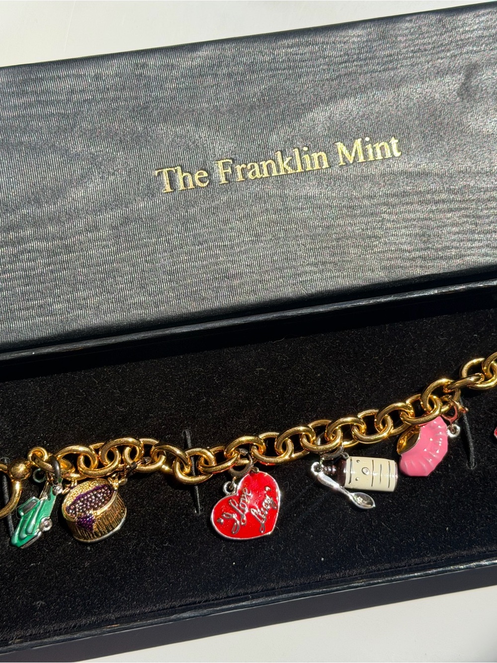RARE I Love Lucy Franklin Mint Charm Bracelet 24k Gold Plated Sterling Silver